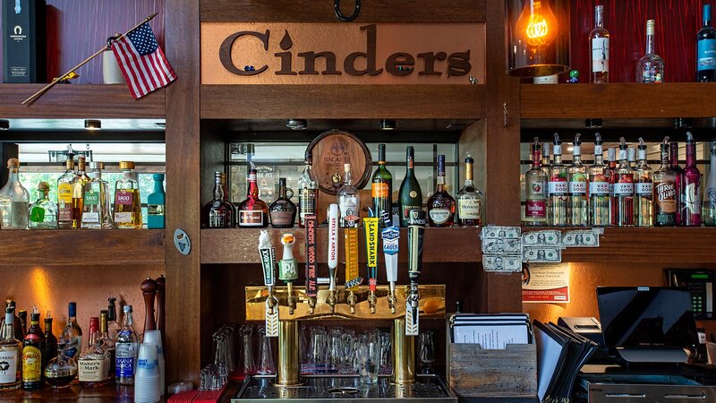 Bar with beer taps